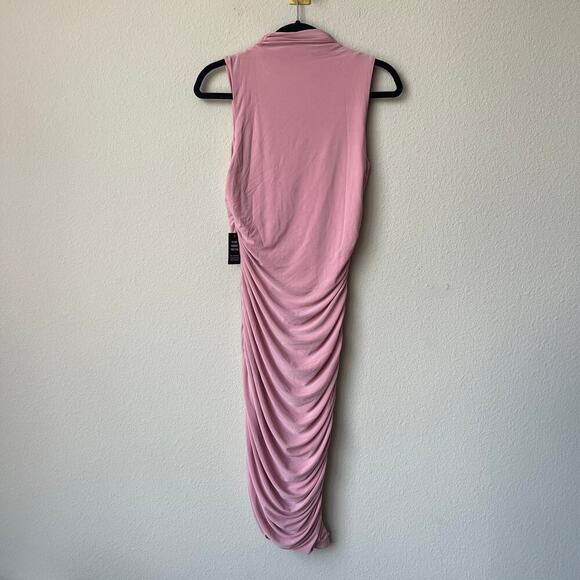 NWT Express Light Pink Body Contour Ruched Midi Dress Size S - Picture 3 of 6